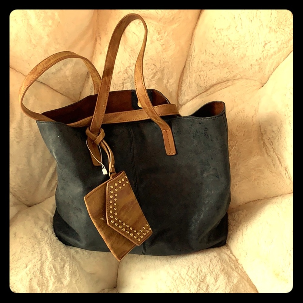 Black vegan leather tote